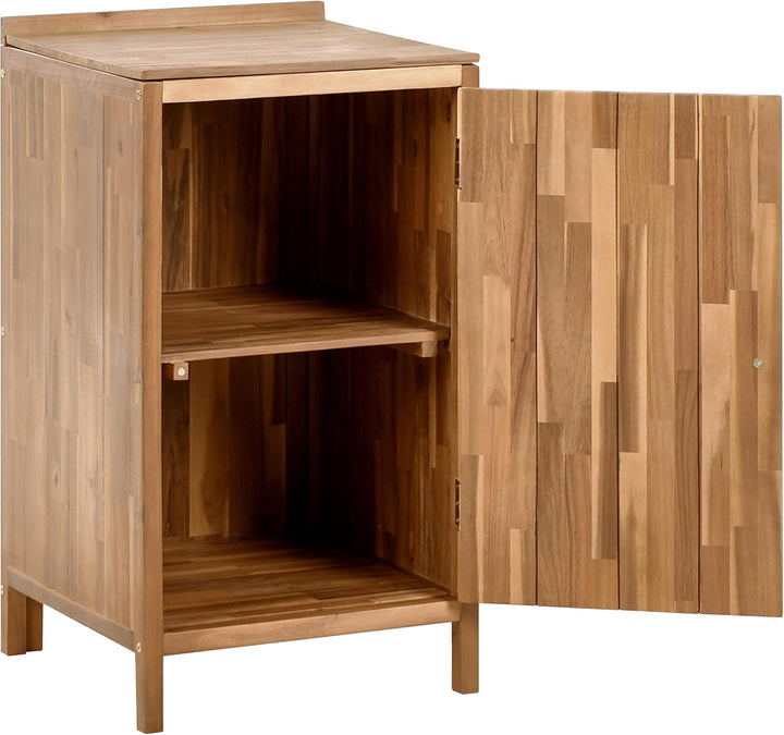Beliani Outdoor-Küchenschrank Akazienholz braun schmal 50x50x90 cm mit Tür Venosa