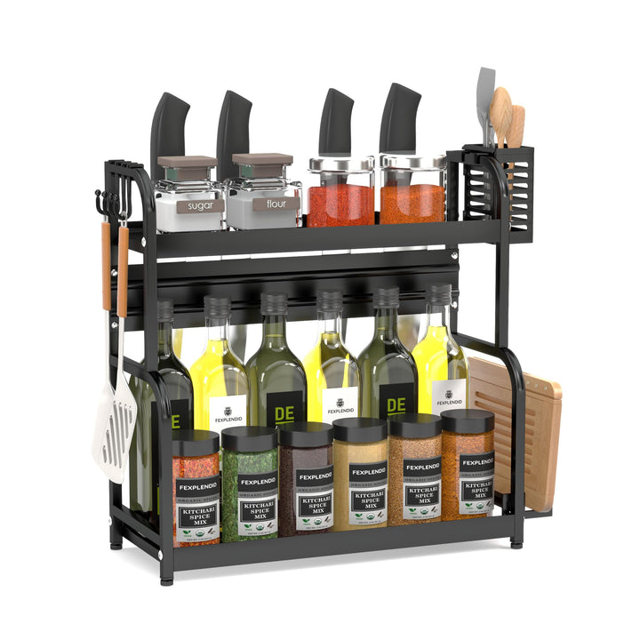 FEXPLENDID Gewürzregal Stehend, küchenutensilienhalter, 49x43.5x22.5cm, Stahl, spice rack organizer,