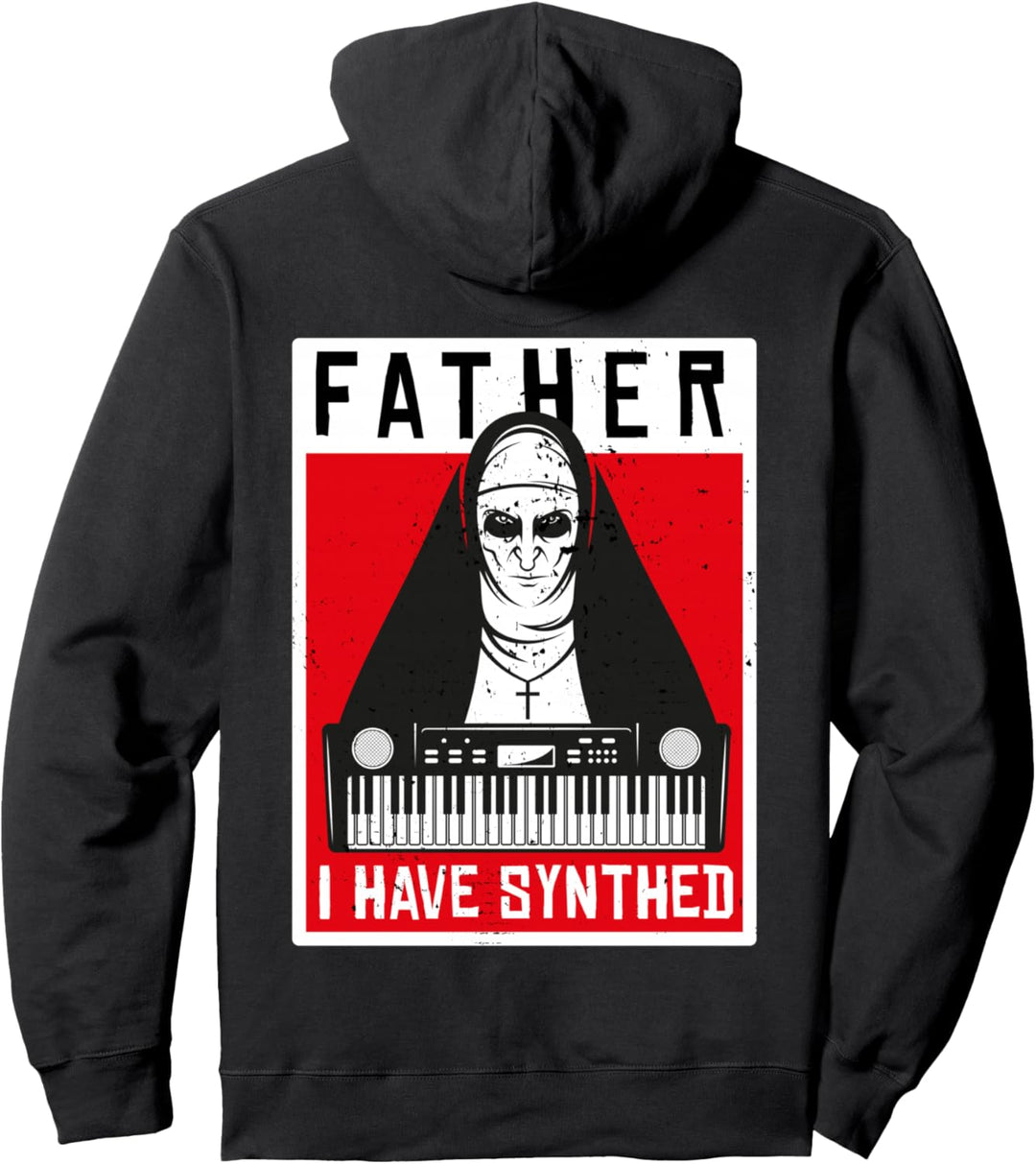 Nonne Gott Synthesizer Synth Analog Keyboard Techno Jesus Pullover Hoodie