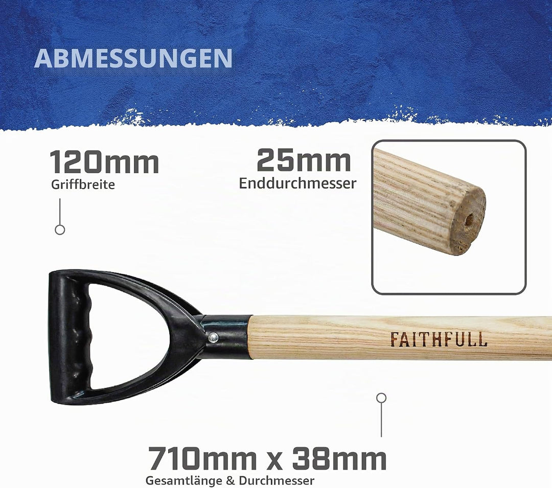 Faithfull Schaufelstiel aus Eschenholz mit Kunststoff-Griff, konusförmig, 71 cm