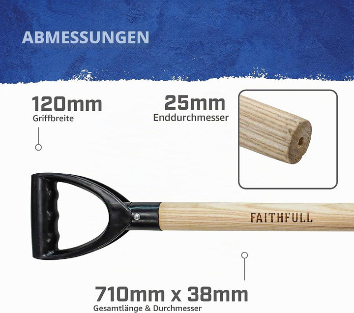 Faithfull Schaufelstiel aus Eschenholz mit Kunststoff-Griff, konusförmig, 71 cm