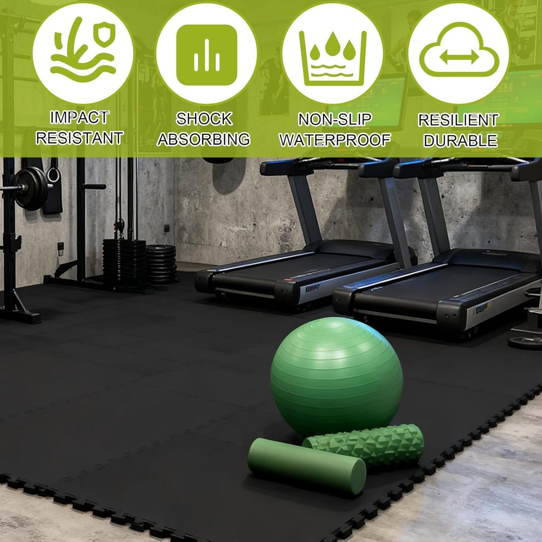 DAJAVE 20 Stück Bodenschutzmatte Fitness 30x30cm Schutzmatten Bodenschutzmatte, 3m² Matten Fitnessra