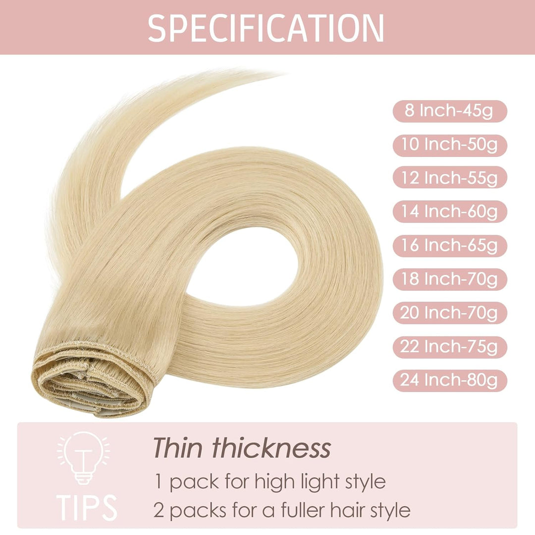 Silk-co Echthaar Clip In Extensions 8 Tressen 18 Clips 50g, Blonde Hair Extensions, Remy Echthaar Cl