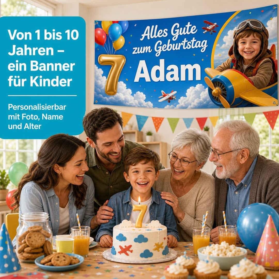 Geburtstagsbanner - XL Grössen - Überraschen Sie Ihr Kind - Happy Birthday Girlande - Banner Persona