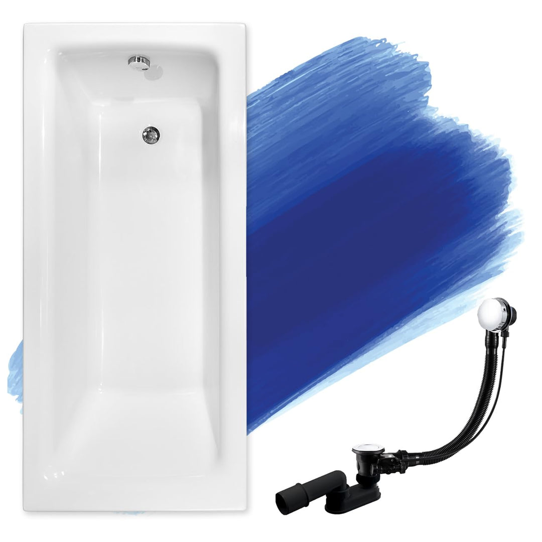 BADLAND Badewanne Original Weiss Acryl Wanne Rechteck TALIA 160x75 KOMPLETTSET SET + Füssen und Exkl