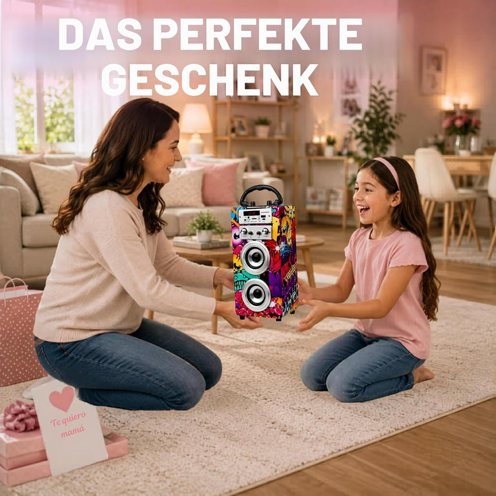 Dynamic Karaoke-Maschine, tragbarer Karaoke-Lautsprecher mit 2 Mikrofonen, Bluetooth-Lautsprecher, U