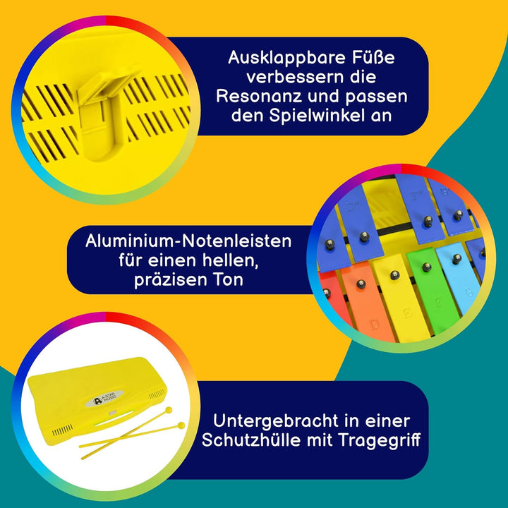 A-Star 25 Note Chromat Glockenspiel 2 Oktaves G5-G7 In Festem Fall Mit Schlägern-Regenbogen Metallst