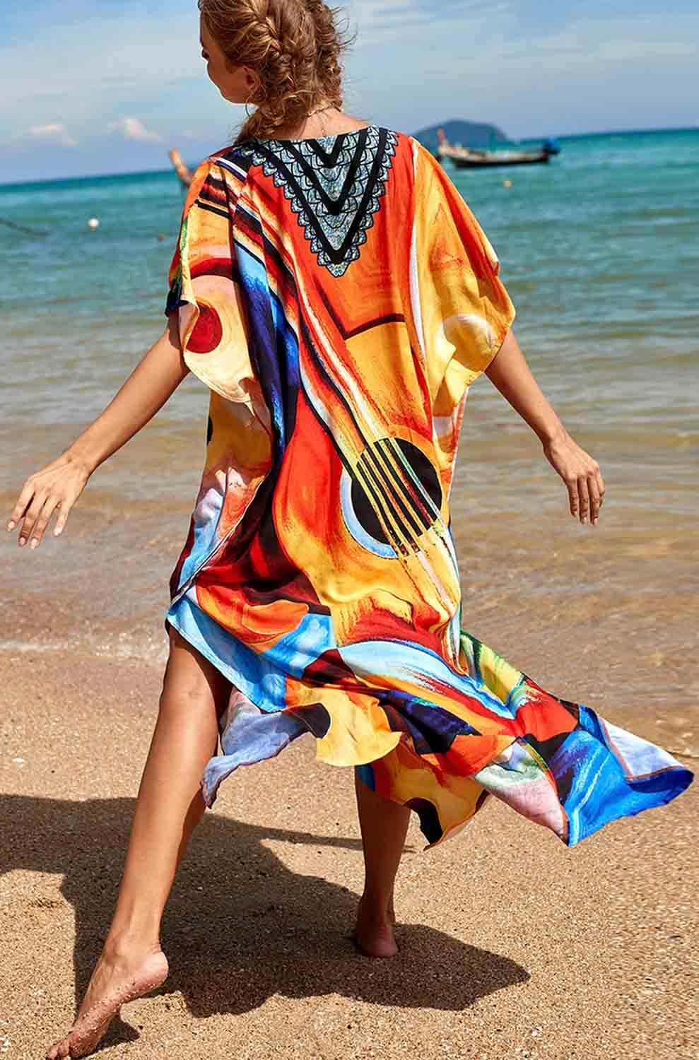 AMEOOR Damen Sommerkleid Strandkleid Kaftan Kleid Lange Bikini Cover Up Sommer Badeanzug Boho Strand