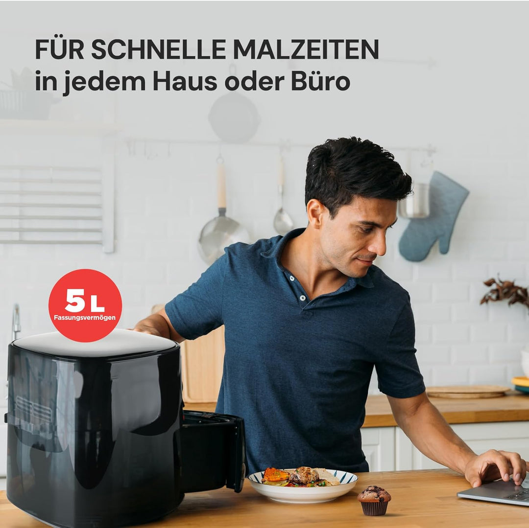Rosmarino 5L Infinity Vision XL - Die ultimative Heissluftfritteuse Airfryer mit Fenster, LED-Anzeig