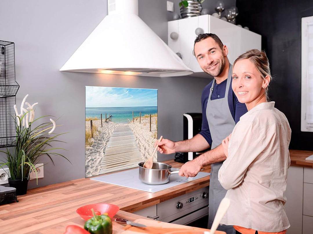 murando Spritzschutz Glas für Küche 60x60 cm Küchenrückwand Küchenspritzschutz Fliesenschutz Glasbil