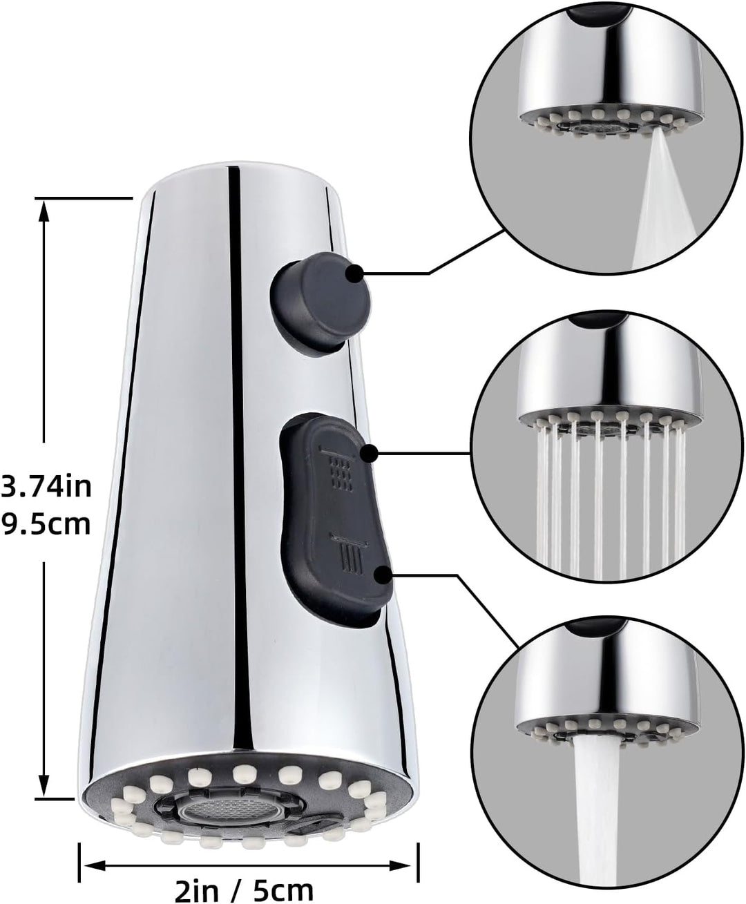 Hibbent Küche Wasserhahn Kopf Ersatz, Pull Down Küche Sprühkopf mit 15 Adaptern, 3-Funktions-Küche S