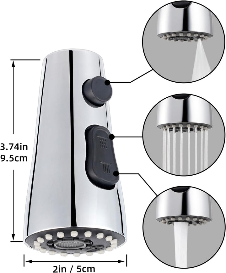 Hibbent Küche Wasserhahn Kopf Ersatz, Pull Down Küche Sprühkopf mit 15 Adaptern, 3-Funktions-Küche S