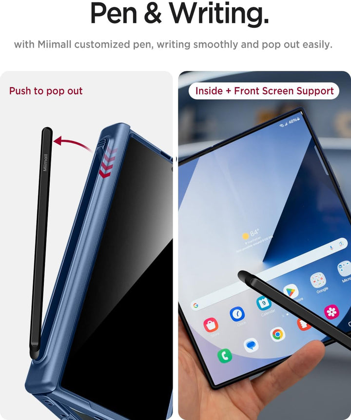 Miimall Magnetisch Hülle Kompatibel mit Samsung Galaxy Z Fold 7 Hülle mit S-Pen & Stifthalter, [Anti