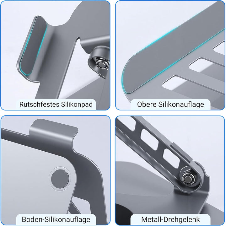 360° Drehbarer Laptopständer höhenverstellbar, ergonomische Laptop Halterung für den Schreibtisch, F