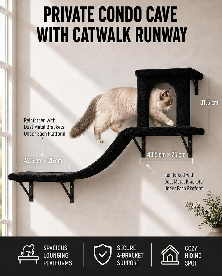 Kletterwand Katzen Set, 4-in-1 Katzen Kletterwand Set, Stabiler Katzenmöbel mit Hängematte, Katzenha