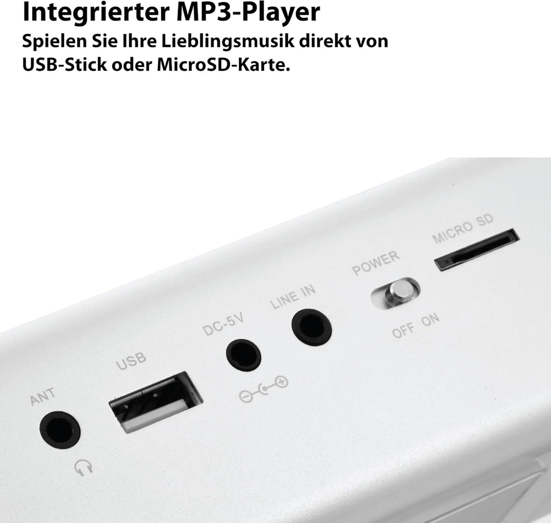 Musicman MA Soundstation Stereo-Lautsprecher mit integriertem Akku und LCD Display (MP3 Player, Radi