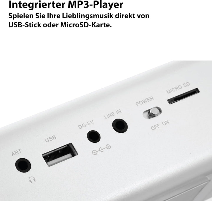 Musicman MA Soundstation Stereo-Lautsprecher mit integriertem Akku und LCD Display (MP3 Player, Radi