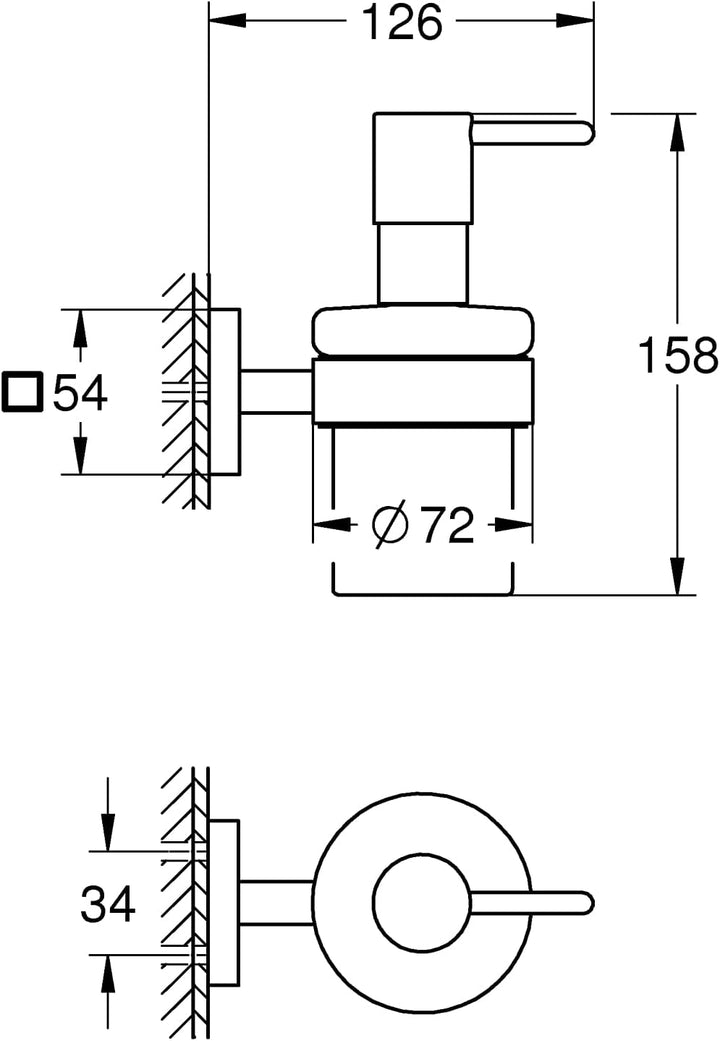 GROHE Start Cube - Seifenspender mit Halter (Füllmenge 160ml, verdeckte Befestigung, Material: Glas/