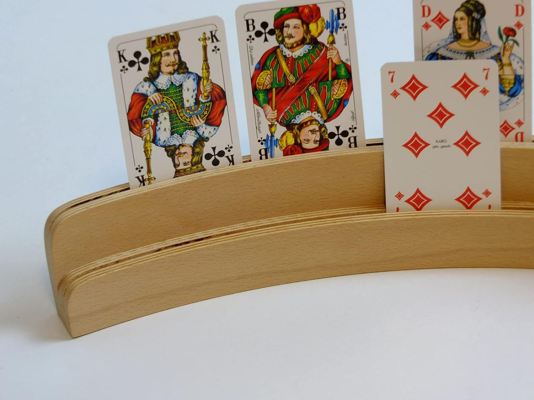 Vinkelau Holz Kartenhalter mit 2 Ebenen BZW. 2 Reihen mit Stufe / aus unbehandeltem Buchenholz / Dop