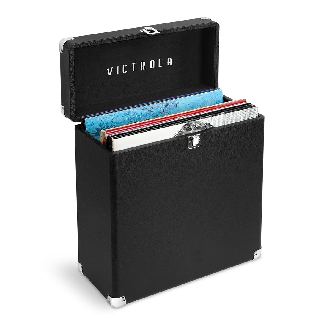 Victrola Vintage-Schallplatten-Aufbewahrungs- und Tragetasche, passend für alle Standard-Schallplatt