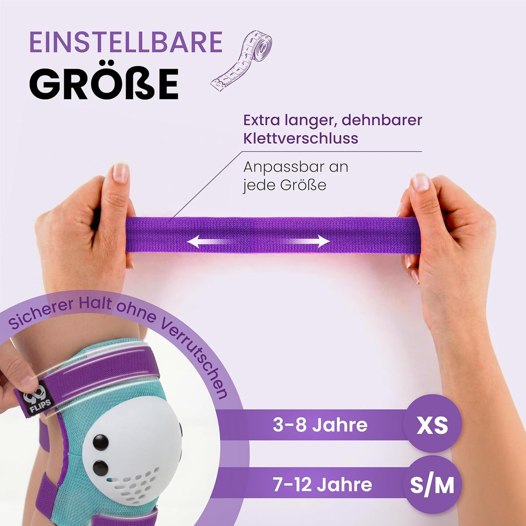 99FLIPS Schützer Inliner Kinder Set 3-12 Jahre [6er Set] mit Knieschoner, Ellenbogenschoner und Hand