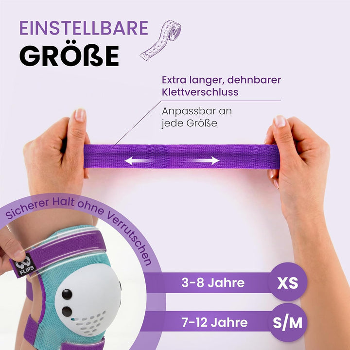 99FLIPS Schützer Inliner Kinder Set 3-12 Jahre [6er Set] mit Knieschoner, Ellenbogenschoner und Hand