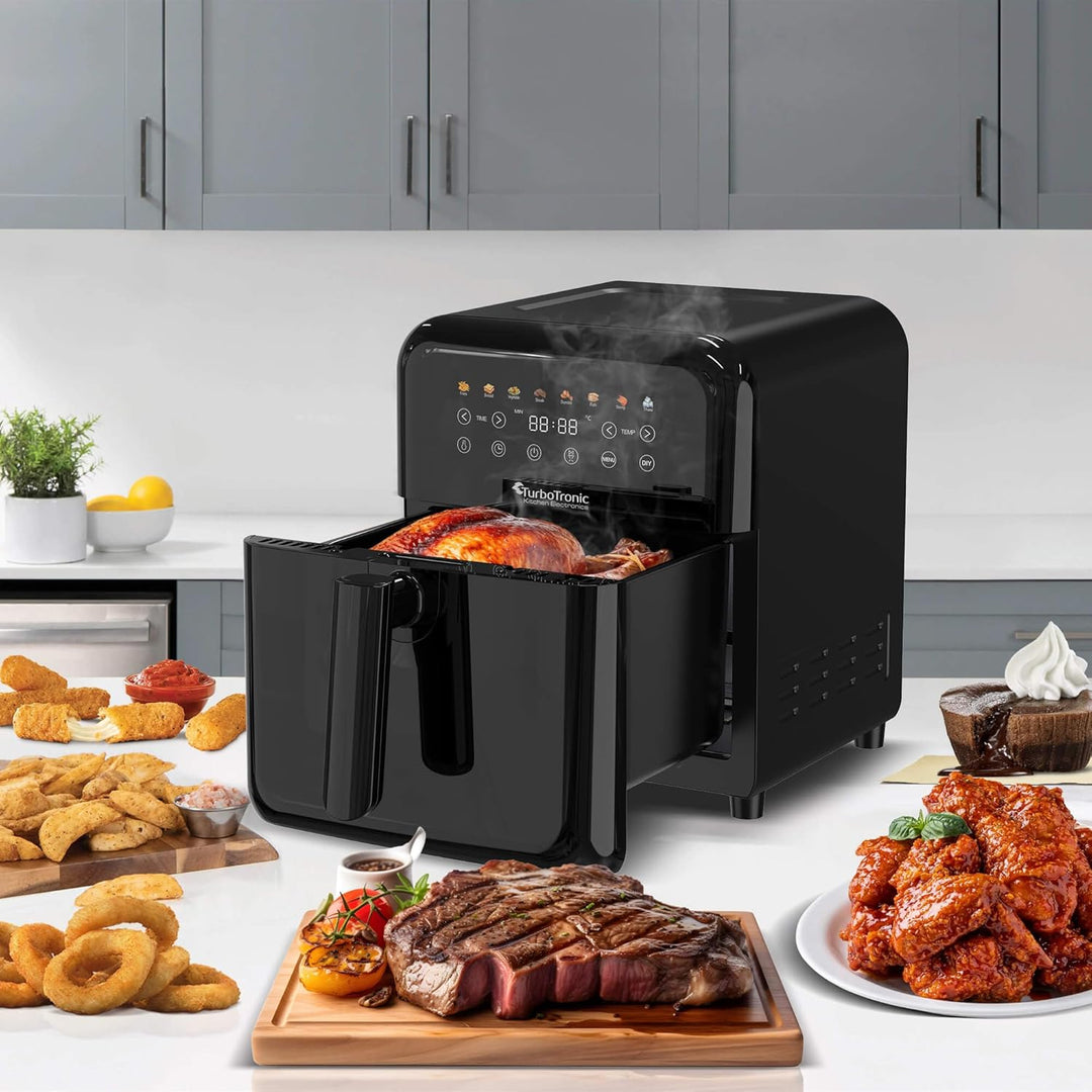TurboTronic Heissluftfritteuse XXL 6 Liter, 1600W, 8 Programme, Timer, Airfryer Heissluftfritteuse D