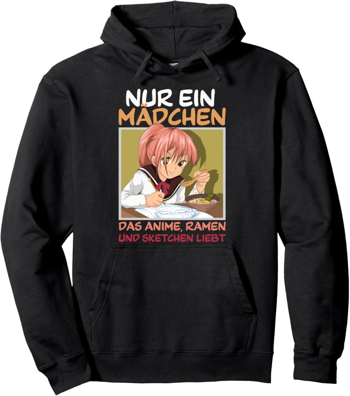 Japanischer Manga Sketchen Nudelsuppe Anime Ramen Mädchen Pullover Hoodie