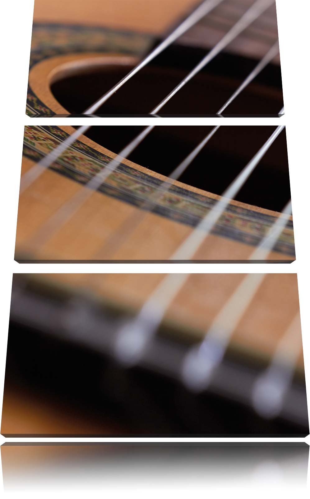 Pixxprint Gitarrensaiten Musik / 3-Teilig/Gesamtmass 120cm Leinwandbild bespannt auf Holzrahmen/Wand