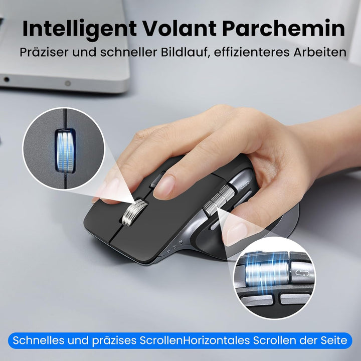 CITLLA Upgrade M9100 Kabellose Tastatur Maus Wiederaufladbare Ergonomische Tastatur mit Hintergrundb