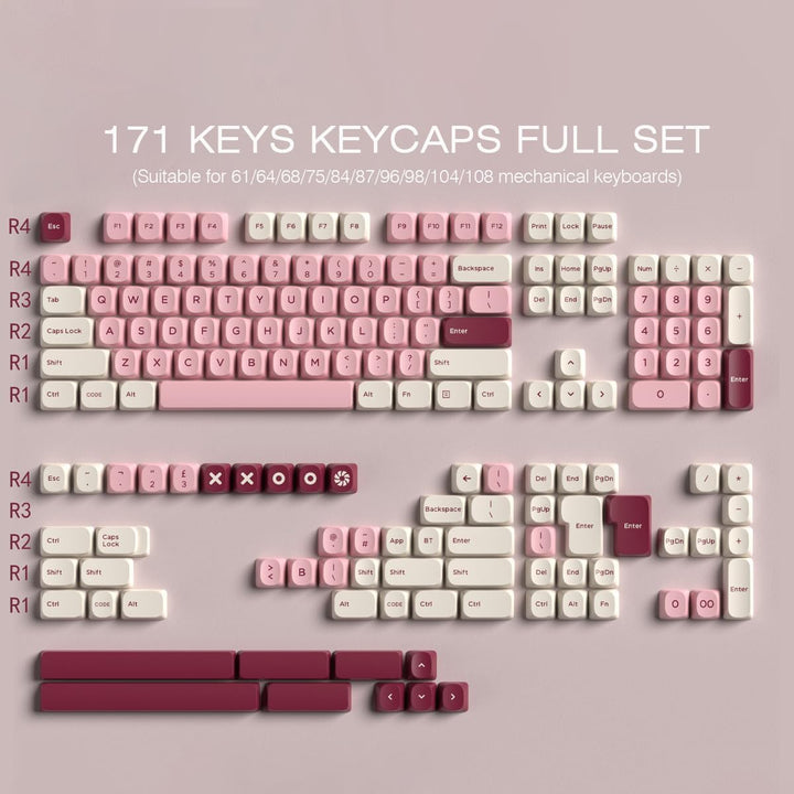 Sunzit PBT Keycaps 173 Tasten YMK Profil Keycaps Rosa Weiss Custom Dye-Sub Tastenkappen Set Side Pri