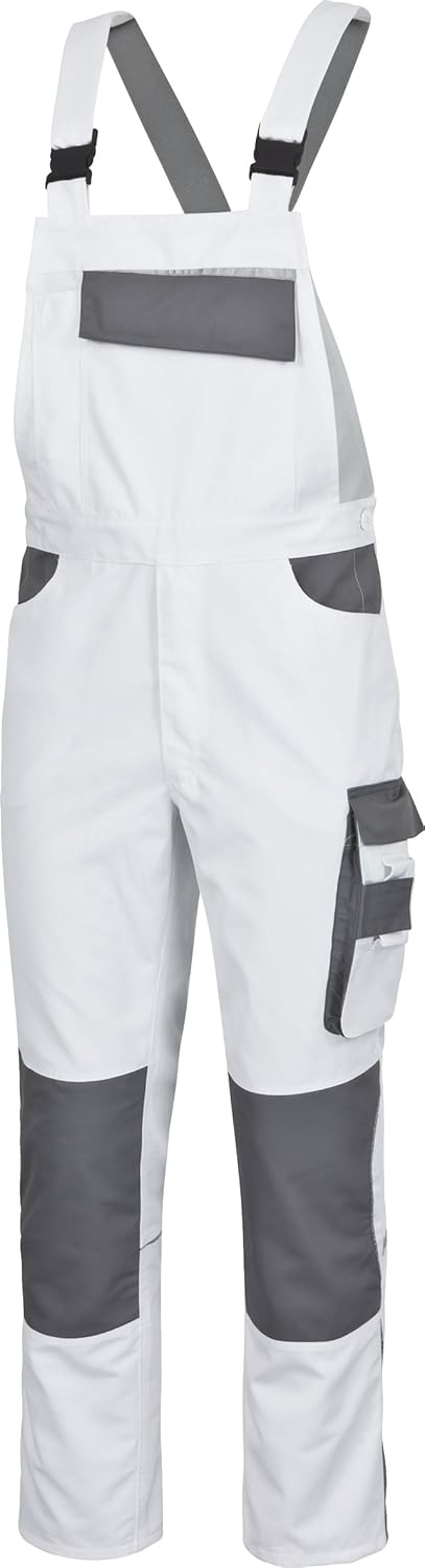 safetY&more Latzhose Extreme weiss/grau, Gr. XXL XXL Weiss-grau, XXL Weiss-grau