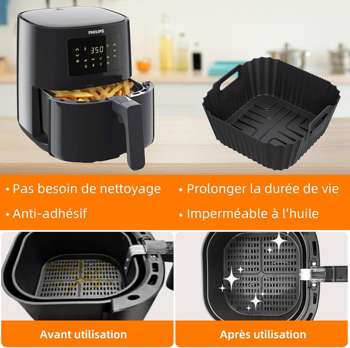 2 Stück Airfryer Silikonform für Philips Essential 4,1L (HD9252, HD9200, HD9255), Zubehör Wiederverw