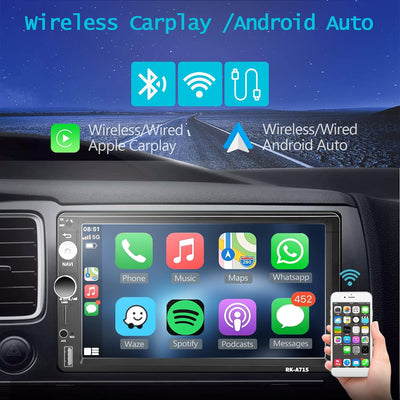 Hodozzy 2 Din Autoradio Navi 2GB 32GB Android 11 mit Wireless Carplay, Android Auto, 7 Zoll Touchscr