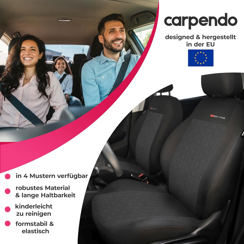 Carpendo® Sitzbezüge Auto Vordersitze in Premium Design (2er Set) Autositzbezüge Schonbezüge für Aut