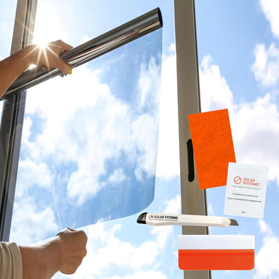 Solar Systems Fensterfolie Sonnenschutzfolie für Wärmeisolierung mit Montagekit - Anti-UV Solarfolie