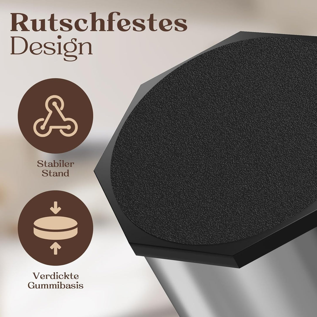 Abklopfbehälter für Siebträger aus Edelstahl, 1,6 L Professionelle Espresso Knock Box mit abnehmbare