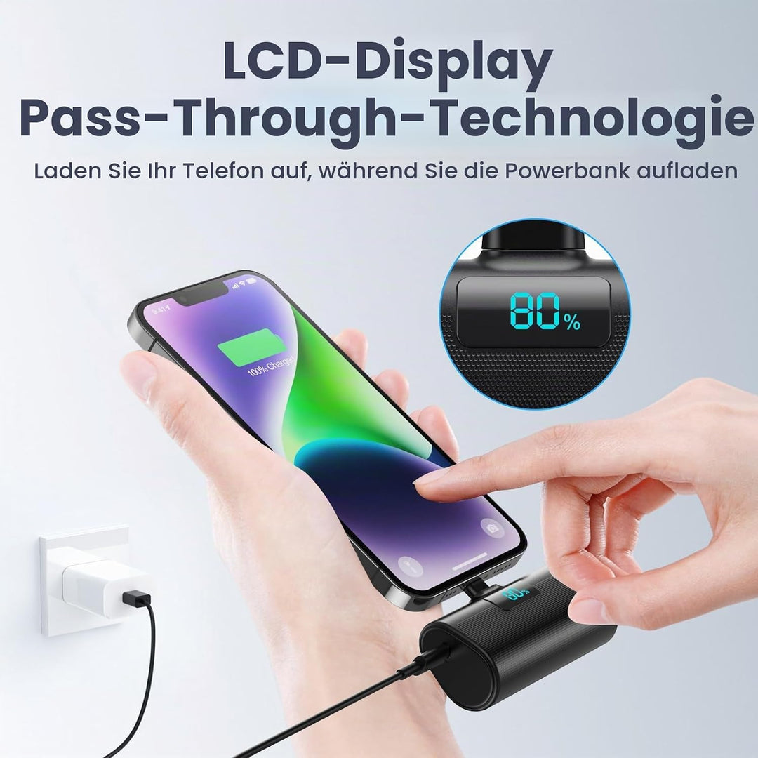 Mini Powerbank 5200mAh für iPhone, 20W Power Bank Klein Aber Stark, PD 3.0 Schnelles Aufladen Tragba