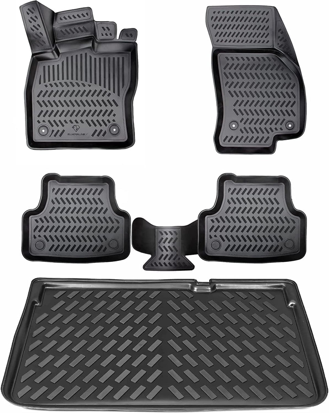 ELMASLINE 3D Gummimatten & Kofferraumwanne Set für Skoda Octavia 4 (NX) Limousine (2020-2025) | Pass