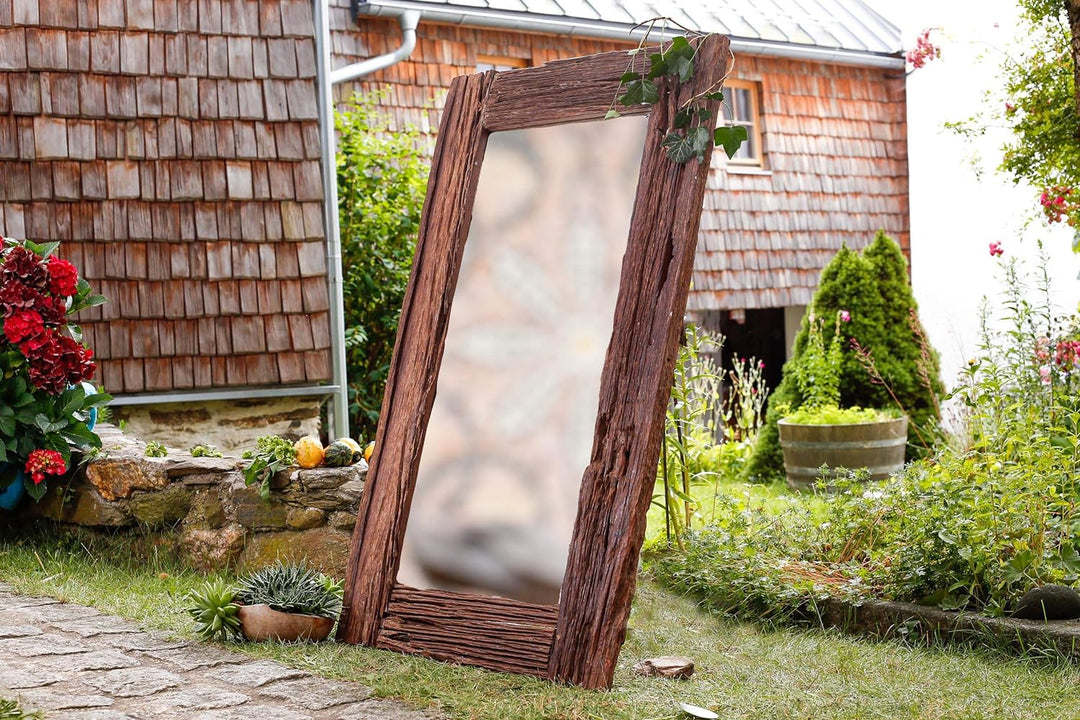 WINDALF Rustikaler Wandspiegel IORLAS 120 cm Vintage Schlafzimmer Holzspiegel Handarbeit aus Wurzelh