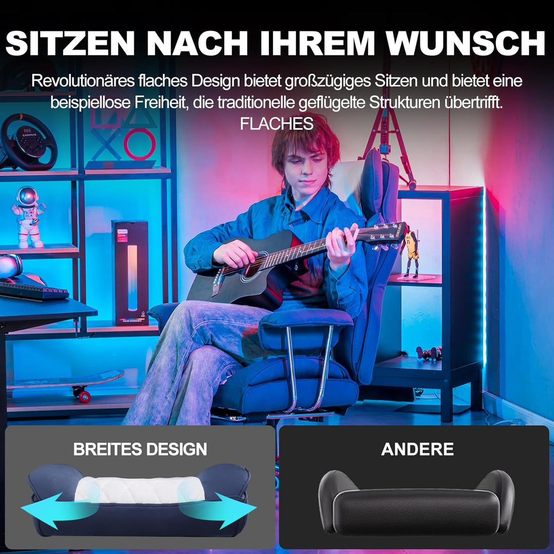 GTPLAYER Gaming Stuhl, Bürostuhl mit Taschenfeder-Lendenwirbelstütze, breiter Büro-Computersessel mi