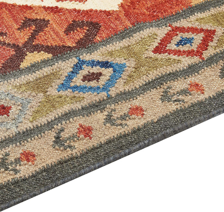 Kelim-Teppich Wolle bunt 80 x 300 cm handgewebt orientalisches Muster Urtsadzor