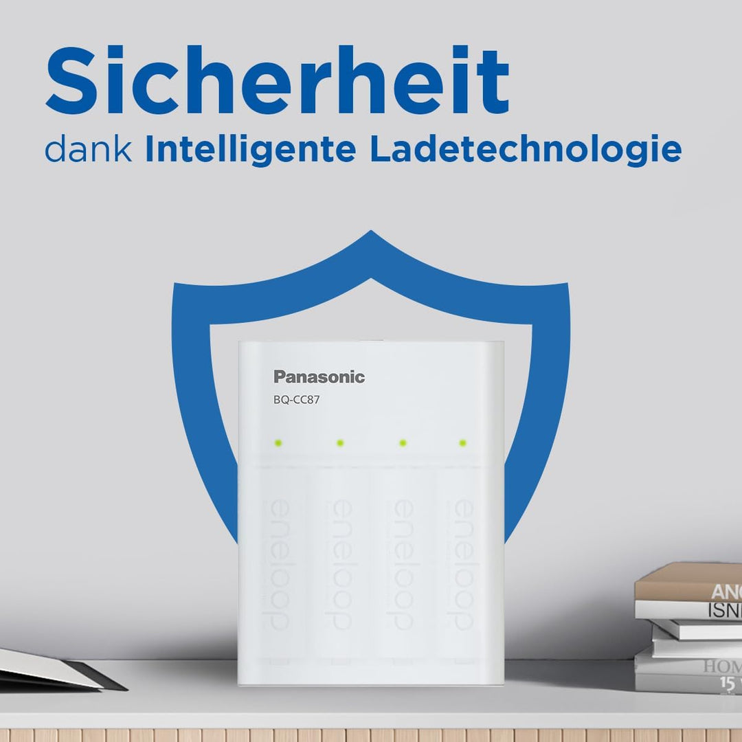 Panasonic eneloop SmartPlus USB Travel Ladegerät für 1–4 AA/AAA NI-MH-Akkus, mit USB-Anschluss, 10 S