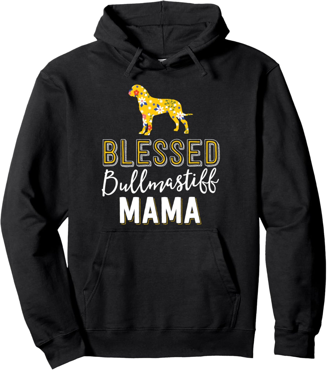 Floral Dog Mom Shirts For Women Blessed Bullmastiff Mama Pullover Hoodie