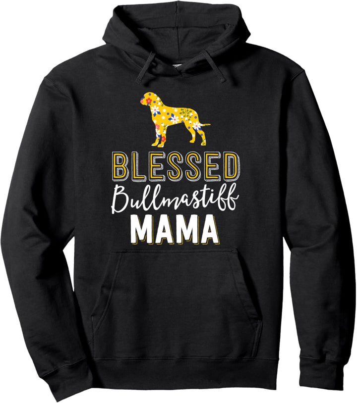Floral Dog Mom Shirts For Women Blessed Bullmastiff Mama Pullover Hoodie