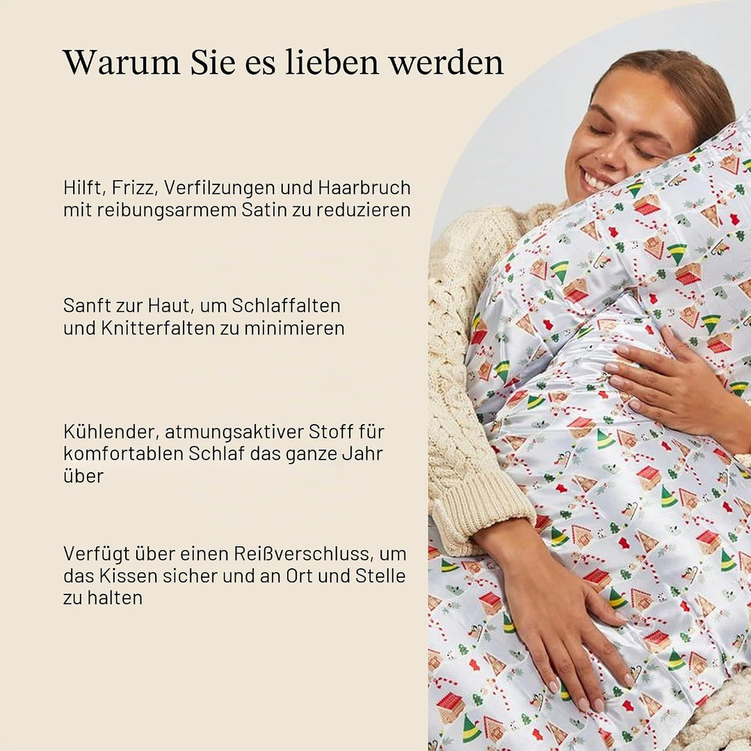 Elf x Kitsch Satin-Kissenbezug, weicher als Seidenkissenbezug für Haar und Haut, kühlende Satin-Kiss