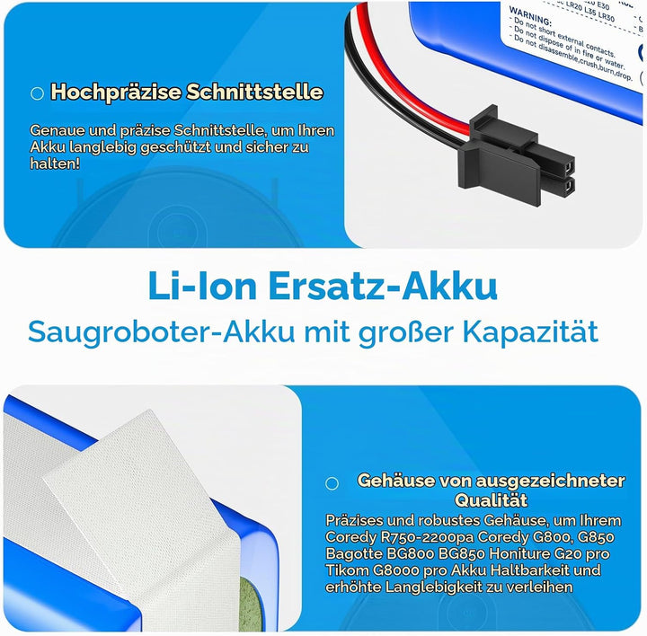 CITYORK Li-ion 4000mAh Akku für Honiture G20 Pro, für Bagotte BG800 BG850, für Tikom G8000 Pro, für