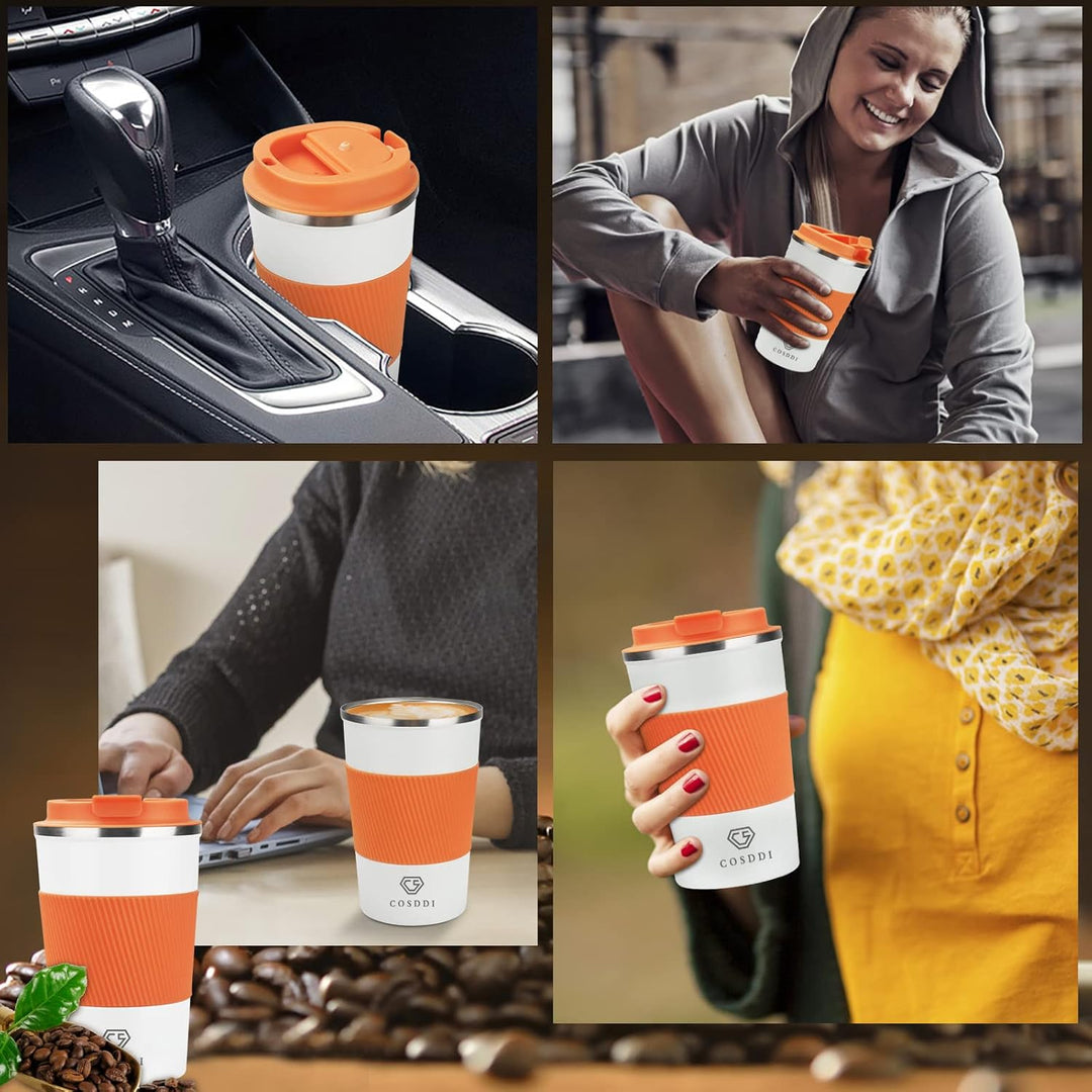 CS COSDDI Thermobecher- Isolierbecher, Edelstahl Travel Mug, 13oz/380ml Vakuum auslaufsicher Reisebe