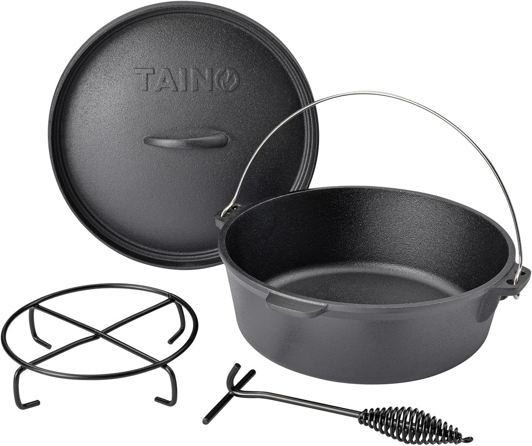 TAINO Dutch Oven Gusseisen-Topf Dopf Feuertopf Deckel-Heber Kochtopf (6 Liter), 6 Liter