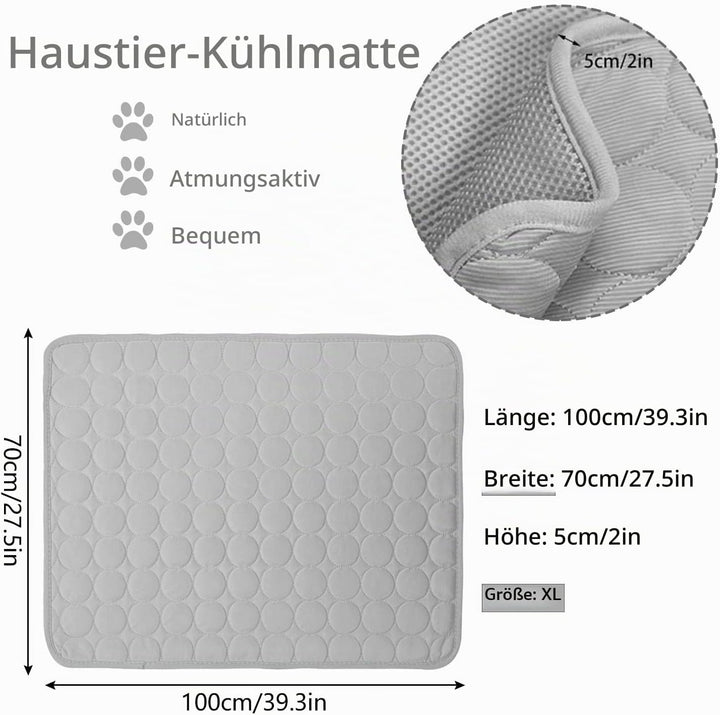 YXHZVON Haustier Kühlmatte Sommer Kühlkissen für Hunde Grau Grau-XL, Grau-XL